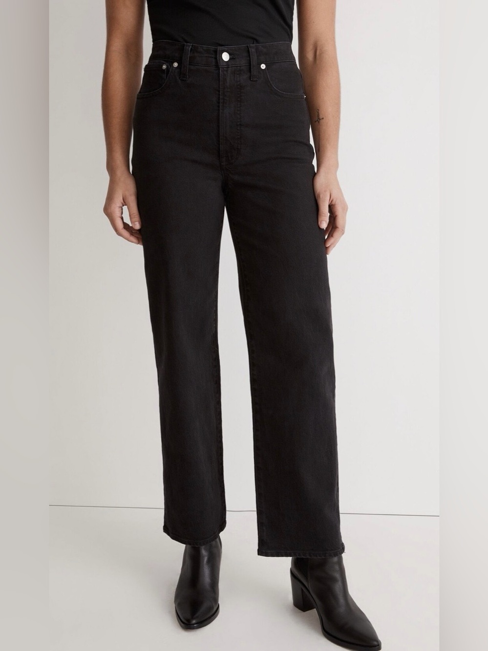 Madewell The Perfect Vintage Wide-Leg Jeans Size 29 Belmere Wash Black High Rise
